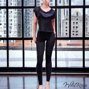 Zac Posen Black Textured Silk Blue Fringe Blouse 6